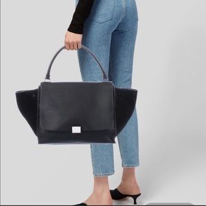 Celine Calfskin Black Trapeze Bag Large
